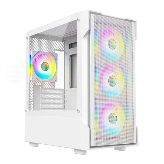 CIT Bolt White Mesh MicroATX PC Case with 4x ARGB Fans