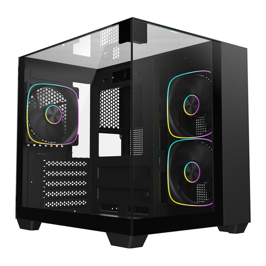 CIT Eclipse Mini Black MicroATX PC Case with 3x ARGB Fans
