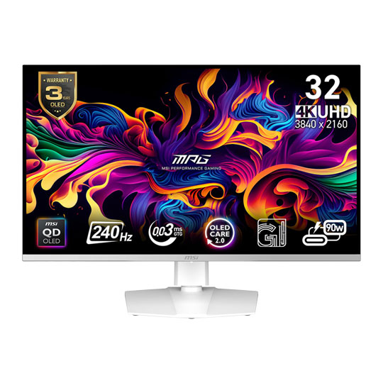 Open Box MSI 31.5" MPG 321URXW QD-OLED UHD 240Hz White G-Sync Compatible Monitor