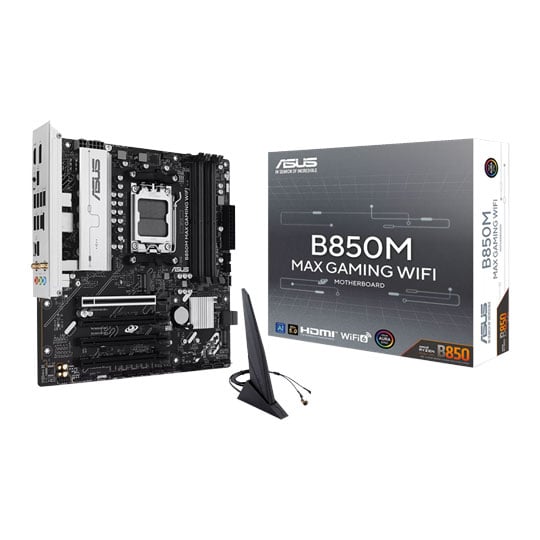 ASUS B850M MAX GAMING WIFI AM5 DDR5 PCIE 5.0 mATX Motherboard ASUS B850M MAX GAMING WIFI AM5 DDR5 PCIE 5.0 mATX Motherboard