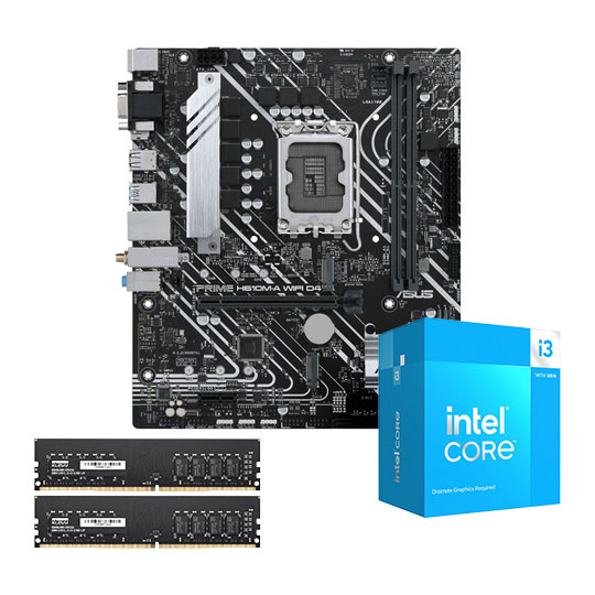 ASUS PRIME H610M-A WiFi + Intel i3 14100F + 16GB Klevv DDR4 Bundle