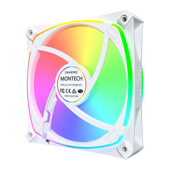 Montech RX120 Pro ARGB 120mm White Reverse PWM Fan Triple Pack w/ Fan Hub : image 4