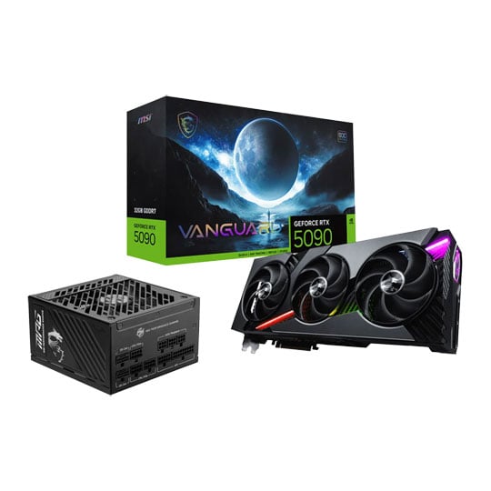 MSI NVIDIA GeForce RTX 5090 VANGUARD SOC 32GB GPU & MSI MPG A1250GS PCIe5 PSU Bundle