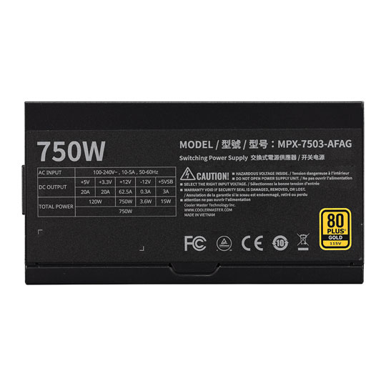 Cooler Master MWE Gold 750 V3 ATX 3.1 750 Watt Fully Modular 80+ Gold PSU / Power Supply : image 3