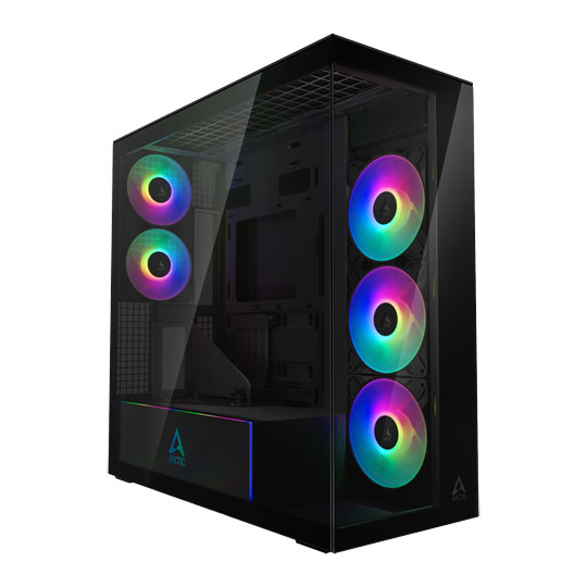 Arctic Xtender Mirror Black Tempered Glass w/ Vertical Mount Mid-Tower E-ATX Case