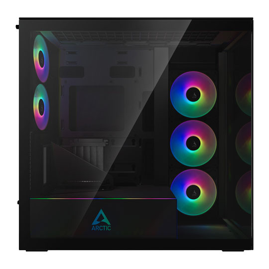 Arctic Xtender Mirror Black Tempered Glass w/ Vertical Mount Mid-Tower E-ATX Case