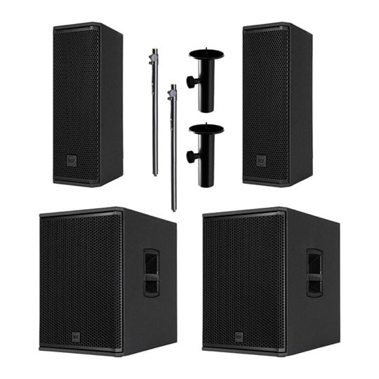 RCF - NXL 14-A & Sub15AX (Black) with Stands and Spacers - Pair