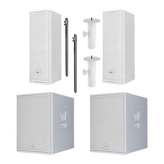 RCF - NXL 14-A & Sub15AX with Stands and Spacers (White) Pair