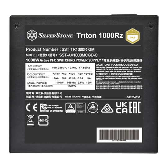 SilverStone Triton 1000Rz Black 1000 Watt Fully Modular 80+ Gold ATX3.1 PSU / Power Supply : image 4