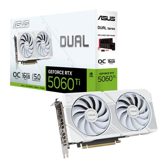 ASUS NVIDIA GeForce RTX 5060 Ti DUAL White OC 16GB Blackwell Graphics Card