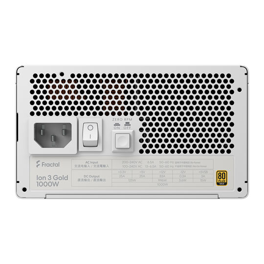 Fractal Design Ion 3 Gold 1000W Fully Modular 80+ Gold ATX 3.1 White PSU / Power Supply : image 4