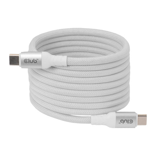 Club 3D USB-C 240W PD 3.1 Magnetic Cable - White