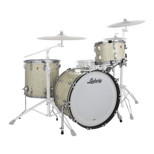 Ludwig Legacy Mahogany Downbeat 20" Drum Kit, Vintage White Marine Ludwig Legacy Mahogany Downbeat 20" Drum Kit, Vintage White Marine