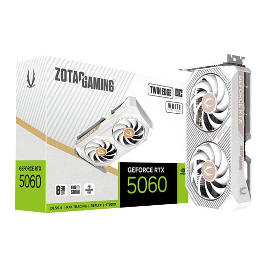ZOTAC NVIDIA GeForce RTX 5060 TWIN EDGE OC White Ed. 8GB Blackwell Graphics Card