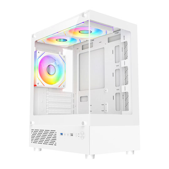 CiT Celsius Tempered Glass White MicroATX Tower Gaming Case CiT Celsius Tempered Glass White MicroATX Tower Gaming Case
