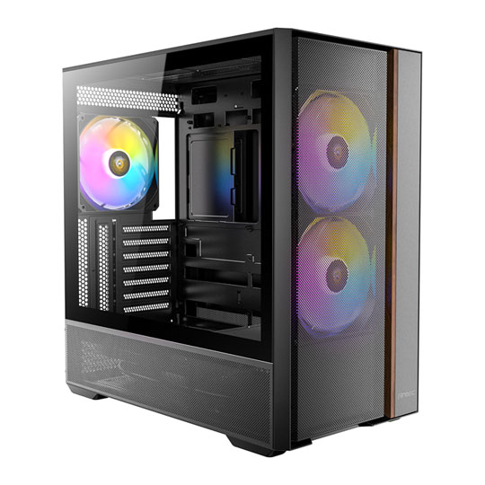 Antec Flux Rear Mid Tower Tempered Glass Black / Wood PC Gaming Case