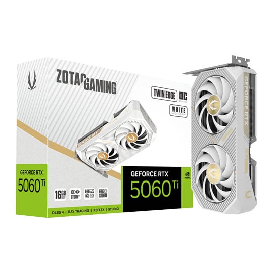 ZOTAC NVIDIA GeForce RTX 5060 Ti Twin Edge OC White 16GB Blackwell Graphics Card