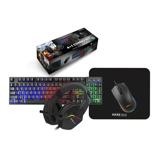 Maxx Tech 4 in 1 RGB Gaming Starter Kit Keyboard, Mouse, Pad & Headset