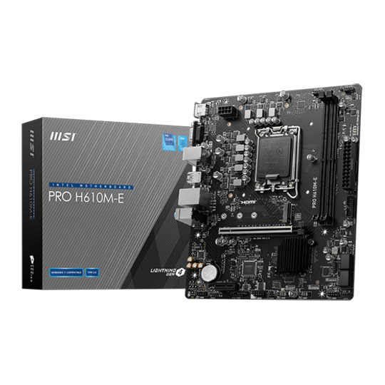 MSI PRO H610M-E DDR5 PCIe 4.0 microATX Motherboard MSI PRO H610M-E DDR5 PCIe 4.0 microATX Motherboard