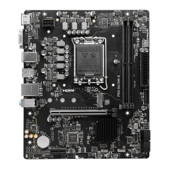 MSI PRO H610M-E DDR5 PCIe 4.0 microATX Motherboard MSI PRO H610M-E DDR5 PCIe 4.0 microATX Motherboard