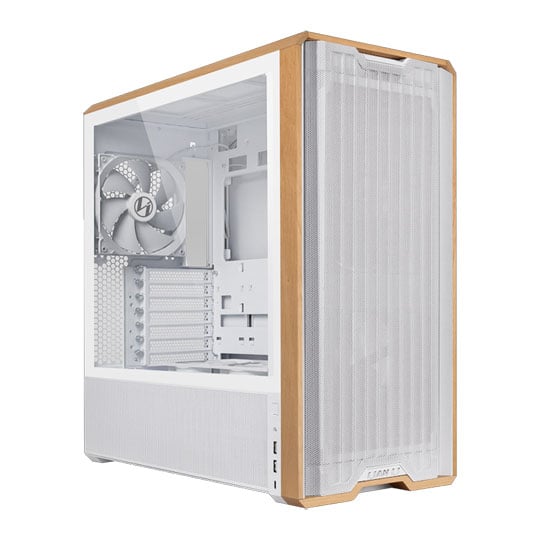 Refurbished Lian Li LANCOOL 217 White Wood Panel Tempered Glass Mid Tower PC Gaming Case : image 1