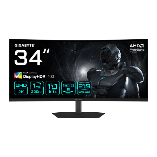 Open Box Gigabyte 34" G34WQC2 WQHD 200Hz FreeSync Premium VA Curved Gaming Monitor