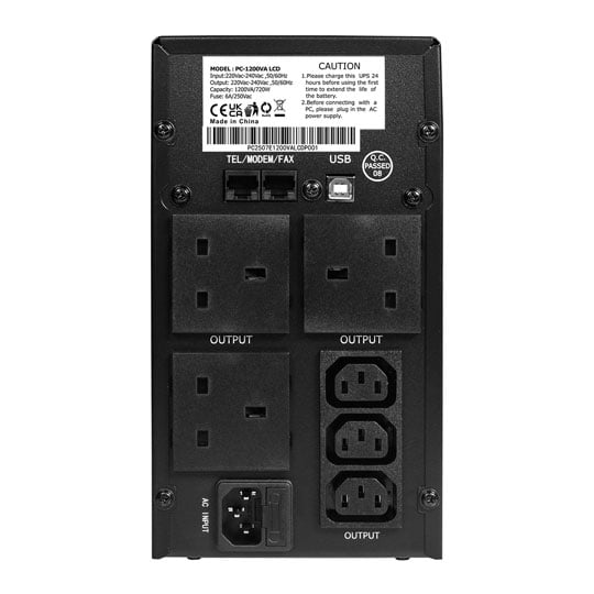 Powercool 1200VA 720W LCD Display Uninterruptable Power Supply