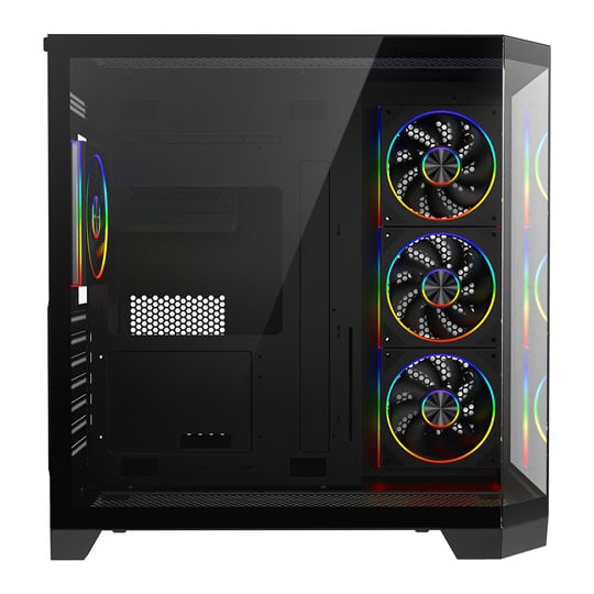 CiT DS360 Black Mid Tower Tempered Glass PC Gaming Case with 4x CiT Saturn Fans