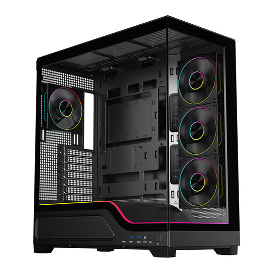 Powercool Pulsar Tempered Glass Black Mid Tower Gaming Case