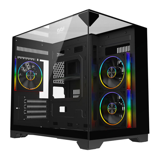 Powercool Atom Tempered Glass Black MicroATX Tower Gaming Case