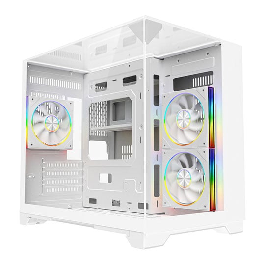 Powercool Atom Tempered Glass White MicroATX Tower Gaming Case
