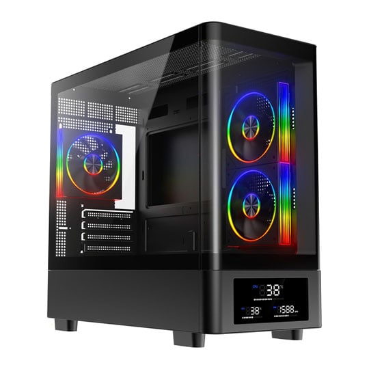 Powercool Gravity Tempered Glass Black MicroATX Tower Gaming Case
