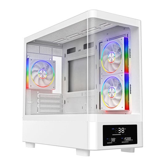 Powercool Gravity Tempered Glass White MicroATX Tower Gaming Case