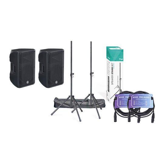 Yamaha DBR12 Bundle with Stands and Cables