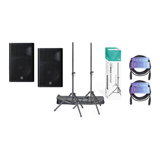 Yamaha DXR15mkII Speakers Bundle with Stands & Cables