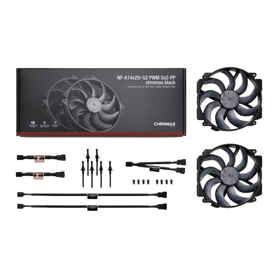Noctua NF-A14x25r G2 PWM Sx2-PP chromax.black 140mm Dual Fans Pack : image 4
