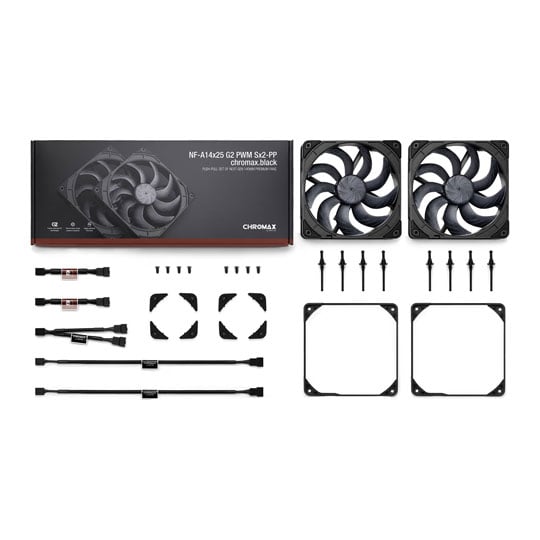 Noctua NF-A14x25 G2 PWM Sx2-PP chromax.black 140mm Dual Fans Pack : image 4