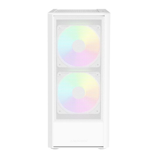 Montech X2 Plus White Tempered Glass Compact Mid Tower PC Case inc 3 ARGB Fans Montech X2 Plus White Tempered Glass Compact Mid Tower PC Case inc 3 ARGB Fans