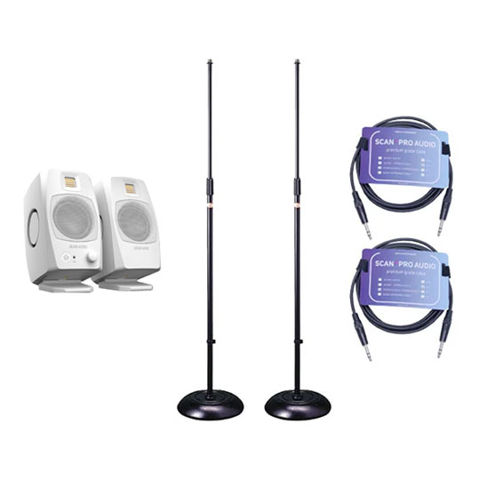 ADAM Audio - D3V (White) Desktop Monitors with Stands and Cables