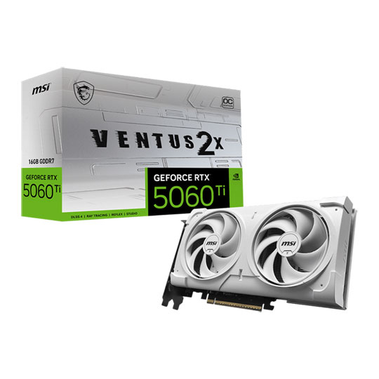 MSI NVIDIA GeForce RTX 5060 Ti 16GB VENTUS 2X OC WHITE PLUS Blackwell Graphics Card