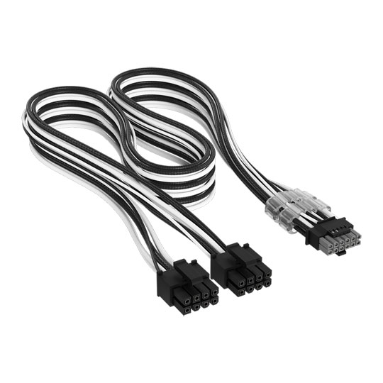 CORSAIR Elite Premium Black / White Type-4 8-pin to PCIe 12V-2x6 600W Power Supply Cable
