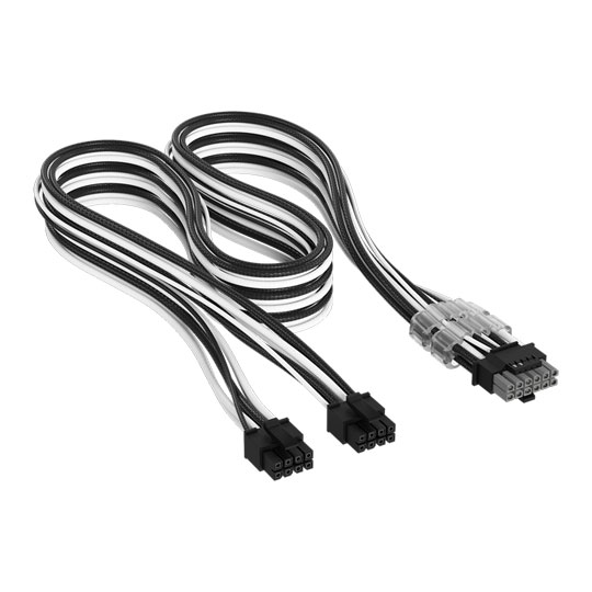 CORSAIR Elite Premium Black / White Type-5 8-pin to PCIe 12V-2x6 600W Power Supply Cable