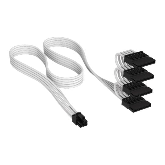 CORSAIR Elite Premium White Type-5 to SATA Power Supply Cable