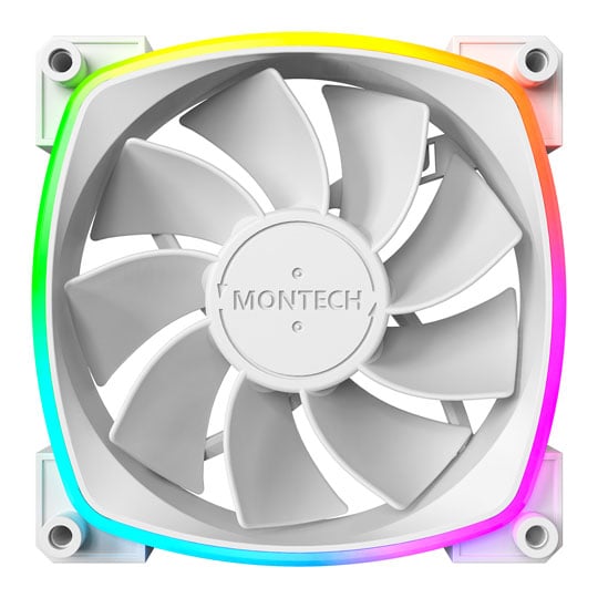 Montec RX120 PWM White 120mm Reversible ARGB PWM Triple Fan Pack