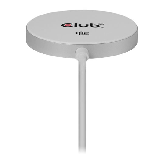 Club3D 25W Wireless Charger Qi 2.2 MagSafe Compatible Magnetic Pad - White Club3D 25W Wireless Charger Qi 2.2 MagSafe Compatible Magnetic Pad - White