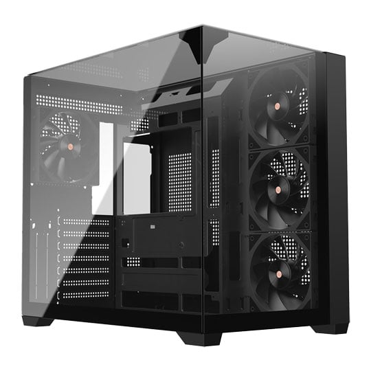 Powercool Pure Black Dual Chamber Mid Tower Tempered Glass Chassis