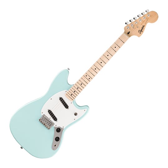 Squier Sonic Mustang, Maple Fingerboard, White Pickguard, Daphne Blue Squier Sonic Mustang, Maple Fingerboard, White Pickguard, Daphne Blue