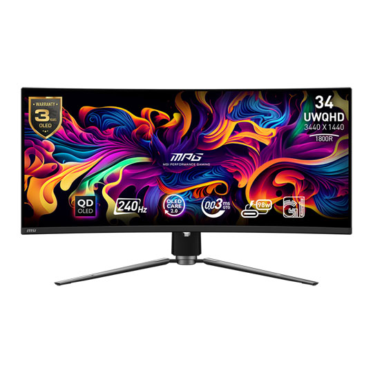 Open Box MSI MPG 341CQPX QD-OLED 34" 240Hz Curved AdaptiveSync HDR OLED Gaming Monitor