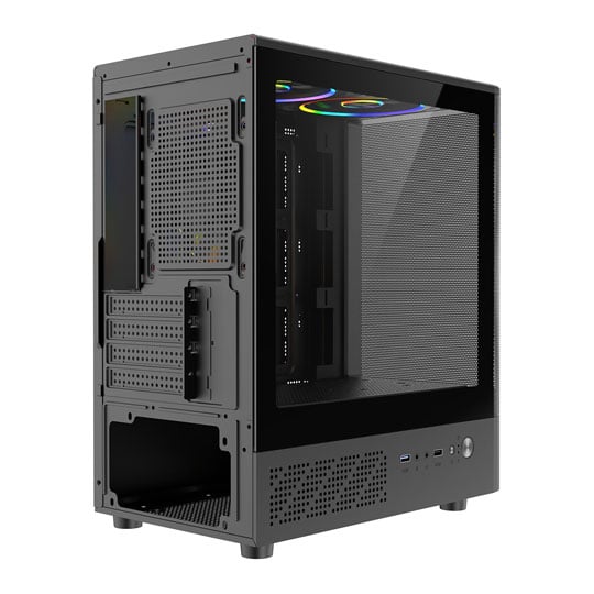 CiT F3 Mesh Tempered Glass Black Micro-ATX Tower Gaming Case : image 4