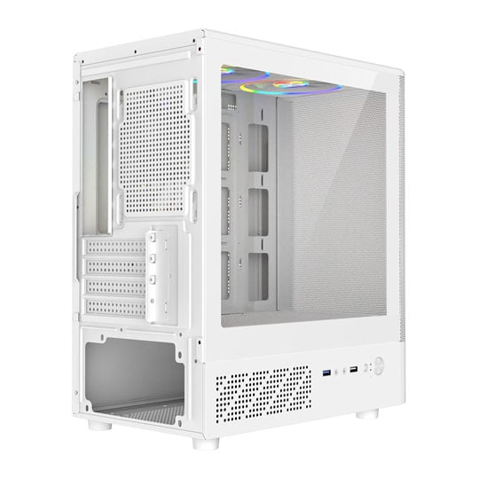 CiT F3 Mesh Tempered Glass White Micro-ATX Tower Gaming Case : image 4